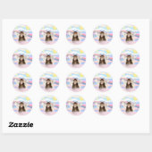 Sticker Rond Chat tigré tabby ange dans les nuages (Feuille)