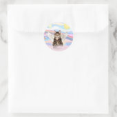 Sticker Rond Chat tigré tabby ange dans les nuages (Sac)