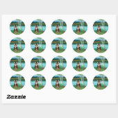 Sticker Rond Chat tigré tabby - Bouleaux (Feuille)
