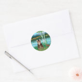 Sticker Rond Chat tigré tabby - Bouleaux (Enveloppe)