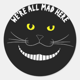 Sticker Rond Chat transparent de sourire de Cheshire avec les