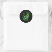 Sticker Rond Chat trèfle saint patrick jour vert chat saint (Sac)