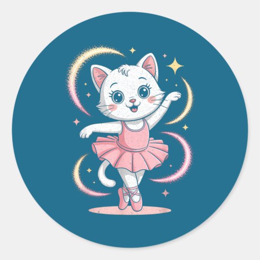 Sticker Rond Chat Tutu Danse de Ballet (Devant)