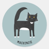 Sticker Rond Chat Tuxedo noir et blanc Personnalisé (Devant)