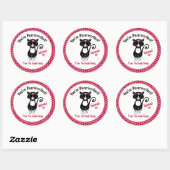 Sticker Rond Chat Tuxedo Noir Saint Valentin Coeurs rouges (Feuille)