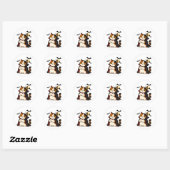 Sticker Rond Chat Vampire Grincheux Halloween (Feuille)