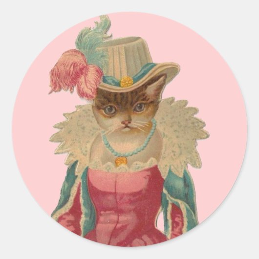 Sticker Rond Chat vintage (Devant)