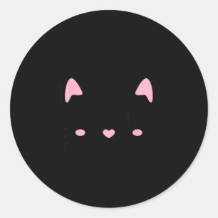 Sticker Rond Chat visage chaton chats mignons amoureux sourire