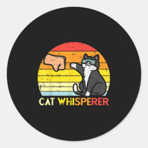 Sticker Rond Chat Whisperer Man Paw Poing Bump Sunset Retro Men