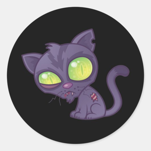 Sticker Rond Chat Zombie (Devant)