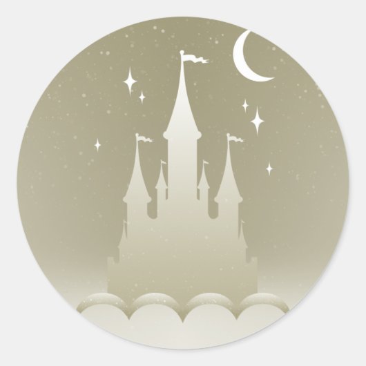 Sticker Rond Château Argent Dreamy Dans Les Nuages Starry Moon  (Devant)