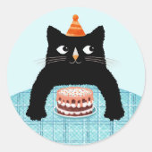 Sticker Rond Chateau d'anniversaire avec gâteau d'anniversaire  (Devant)