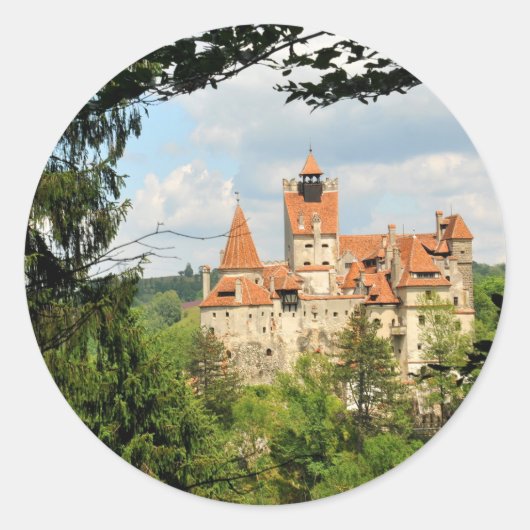 Sticker Rond Château de Dracula en Transylvanie, Roumanie (Devant)