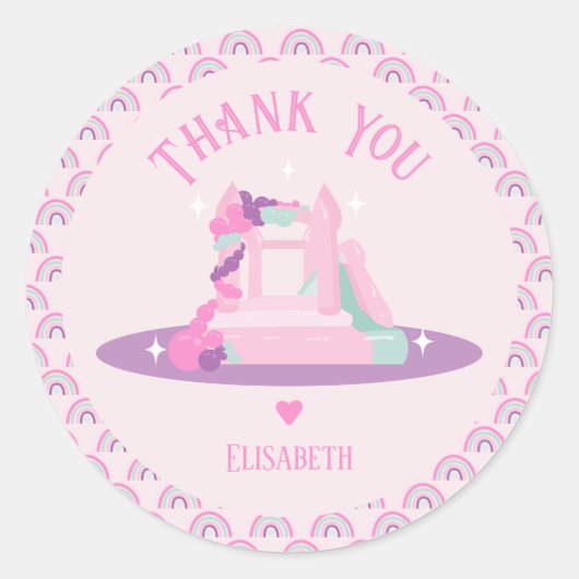 Sticker Rond Château de Maison de Bounce Rose Anniversaire (Devant)