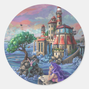 Sticker Rond Château de Mermaid