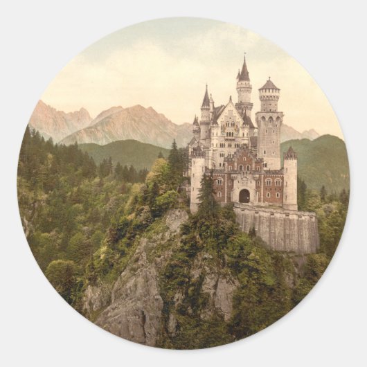 Sticker Rond Château de Neuschwanstein, Bavière, Allemagne (Devant)