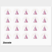 Sticker Rond Château de princesse rose (Feuille)