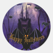 Sticker Rond Château déplaisant Haunted Halloween (Devant)