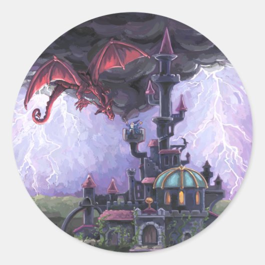 Sticker Rond Château du Dragon (Devant)