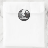 Sticker Rond Château Eerie et chauves-souris Halloween (Sac)