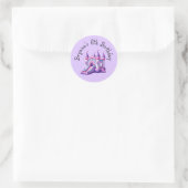 Sticker Rond Château Gonflable de Princesse Rose Violet pour Fê (Sac)
