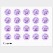 Sticker Rond Château Gonflable Princesse Rose Violet Fête (Feuille)