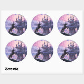 Sticker Rond Château Licorne (Feuille)