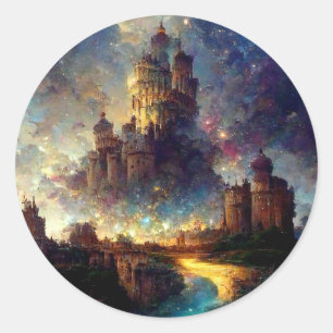 Sticker Rond Château magique de l'Imaginaire