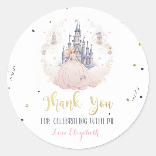 Sticker Rond Château Nuages Princesse Conte de Fées (Devant)