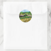 STICKER ROND CHÂTEAUX EN CHIANTI PAYSAGE, CHAMPS DE FLEURS JAUN (Sac)