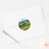 STICKER ROND CHÂTEAUX EN CHIANTI PAYSAGE, CHAMPS DE FLEURS JAUN (Enveloppe)