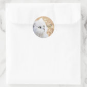 Sticker Rond Chaton blanc et papillon (Sac)
