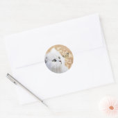 Sticker Rond Chaton blanc et papillon (Enveloppe)