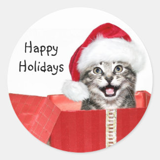 Sticker Rond chaton de Noël