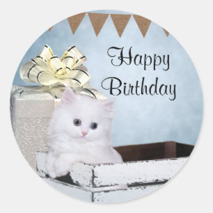 Sticker Rond Chaton perse blanc