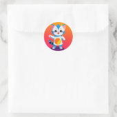 Sticker Rond Chaton Tabby Heureux (Sac)