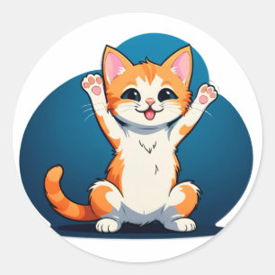 Sticker Rond Chaton Tabby Heureux