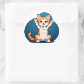 Sticker Rond Chaton Tabby Heureux (Sac)