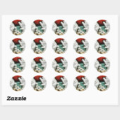 Sticker Rond Chatons blancs avec dominos (Feuille)