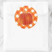 Sticker Rond Chatoyant Orange Automne Citrouille Plaid Checkers (Sac)