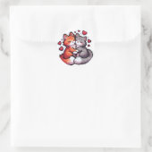 Sticker Rond Chats affectueux avec coeur (Sac)