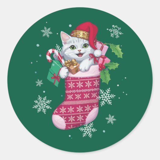 Sticker Rond Chats Amoureux Noël Amusant Chats Propriétaire (Devant)