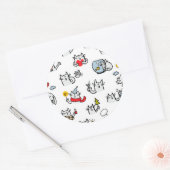 Sticker Rond Chats amusants, lait et magie. (Enveloppe)