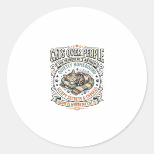 Sticker Rond Chats avant les gens Chat Introverti Anti Social V