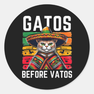 Sticker Rond Chats avant Vatos Drôle Chat Mexicain Chat Poncho
