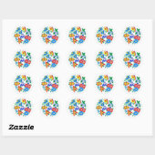 Sticker Rond Chats Bleus, Art Folk (Feuille)
