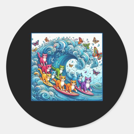 Sticker Rond Chats Bleus Vague Pour Kamala Drôle Chat Dame (Devant)