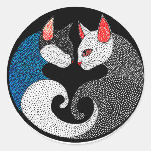 Sticker Rond Chats colorés mignons