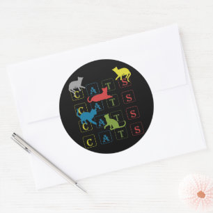 Sticker Rond Chats colorés pour Amoureux de les chats et propri