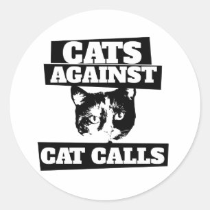 Sticker Rond Chats contre les Catcall rétro calico féministe